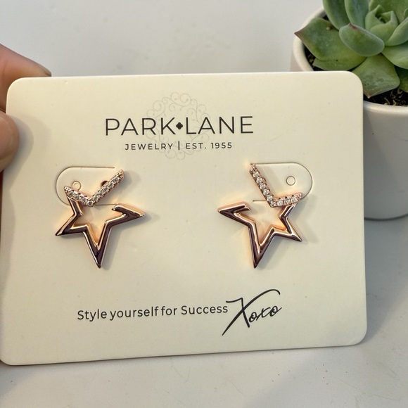 Park Lane Jewelry - Park Lane Rose Gold Star Outline Earrings with Pavé Accents